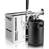 TMCRAFT - Mini Keg Growler da 2 Litri - Sistema di Kit di fusti per Uso Domestico pressurizzato in Acciaio Inossidabile per Mantenere la freschezza e la carbonatazione della Birra (Nero Opaco)