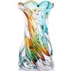 XMGZQ Scultura vaso in vetro artistico soffiato a mano, grande apertura pesante a turbine/goccia, vaso da fiori in stile Murano per decorazione della casa, decorazione moderna color teal ambra per camera da