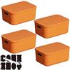 CNKHDZ Set da 4 contenitori con coperchio, contenitori impilabili con coperchio, contenitori in plastica per scaffali, cucina e bagno (Arancione, 36.5 * 26 * 15.7cm)