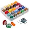 Axvxby 25 rotoli di filo cerato, 0,55 mm x 10 m, filo di cotone cerato colorato, per braccialetti fai da te, in pelle macramè, cucito con scatola portaoggetti