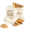 mimzemamz Portapane Vintage non Sbiancato 3 Pezzi,30x40 cm Porta Pane da Cucina con Motivi Raffinati Riutilizzabili,Sacchetto Pane con Cordoncino per Frutta,Spuntini,Baguette e Verdura