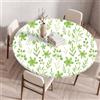 Highdi 3D Tovaglia Rotonda con Bordo Elastico, Motivo Floreale Tovaglie da Tavola Antiscivolo Impermeabile per Salotto Caffè Pranzo Giardino Decorazione (80cm,Fiori verdi)
