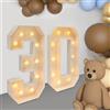 Xigner Lampada a LED con numeri, numeri illuminati, 30° compleanno, festa, decorazione per feste, luce bianca calda, tenda per feste, 30° compleanno, decorazione da tavolo
