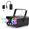 Katomi Macchina per fumo da 800 W con sfera da discoteca, 3 LED RGB effetto luce fumo, mini fumatore con telecomando cablato e radio per DJ discoteca, Halloween, matrimoni, Natale