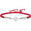 kkjoy Bracciale Regolabile di Corda Intrecciata del Nodo delle Streghe in Acciaio Inox Nodo Celtico Simbolo Wiccan Nodo Magico Amuleto di Stregoneria per Donne Affascinante Signore (Rosso-Argento)