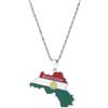 OAUWKEIY Collana pendente Mappa del Kurdistan bandiera ciondolo collana moda donna uomo collana pendente Gioielli