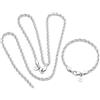 Generico Set Collana e Bracciale Argento S925 Unisex 50 cm + 20 cm Maglia Intrecciata (Maglia Rope Ritorta)