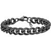 PROSTEEL Bracciale da Uomo a Catena Grosso Colore Nero 9mm Lungehzza 19 -Bracciale in Acciaio Uomo