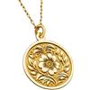 WORLD WIDE GEMS Collana con ciondolo a forma di fiore in rilievo, realizzata in argento sterling 925 con placcatura in oro, catena a maglia da 45 cm, ciondolo rotondo per gioielli unisex fatti a mano |WW_EMBO_00653