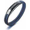 PJ JEWELLERY Medico Bracciale Con Incisione Blood Thinner In Acciaio Inossidabile E 2 Toni Intrecciato In Pelle Medica Con Segnalazione Medica Per Uomo, Identificazione Di Emergenza, Gioielli Medici Per Uomo