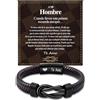 BOCHOI Bracciale Da Uomo In Pelle Intrecciata Per Fidanzato, Padre, Marito, Figlio Regalo Regolabile Per Compleanno, Anniversario Di Natale, San Valentino