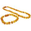 Generic Ambra - Set regalo collana e bracciale, in diversi colori, unisex, collana 32 cm, bracciale 14 cm, collana in ambra baltica, Ambra, Ambra