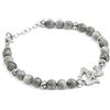 amorili Bracciale Trinacria Uomo Donna in Acciaio e Pietre - Simbolo Sicilia - Gioiello Siciliano Unisex Artigianale Elegante Regalo (giada grigia)