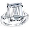 Bling Jewelry Stile Art Déco Grande Anello di Fidanzamento Solitario Taglio Smeraldo 7CT AAA CZ per Donne con Pietre Laterali Baguette Fascia Sottile in Argento Sterling .925 con Impostazione Decorativa