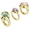 Swarovski Anello con motivo Gema, Set (3), Multicolore, Placcato color oro (Regolabile, 50-55)