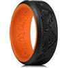 King Will Fedi nuziali in silicone per uomini e donne, interno sottile con motivo a cuore, anello di fidanzamento in gomma nero/blu/blu menta/grigio, larghezza 8 mm, spessore 2,2 mm, V 1/2, Silicone