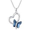 Twoowl Collana con ciondolo a forma di farfalla in argento Sterling 925, con ciondolo a forma di cuore e farfalla con pietra di luna, idea regalo per donne, argento Sterling e cristallo