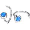 CHIC & ARTSY Orecchini a cerchio piccoli Huggie in argento sterling 925 Orecchini a cerchio in opale blu sintetico Orecchini a cerchio Comfort Sleep per donna