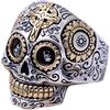ForFox Anello Teschio Biker Vintage in Argento Sterling 925 con Croce Oro per Uomo Donna Taglia 17-30