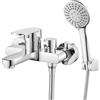SunshineFace Rubinetto da parete in acciaio inox, rubinetto da cucina con soffione per doccia, prolunga per rubinetto, freddo e caldo, miscelatore monocomando, montaggio a parete per cucina, bagno