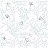 ICYEHAO Carta da Parati Blu, 44 x 500 cm Carta da Parati Adesiva Mare Armadi Coralli Stella Marina Conchiglia Azzurro e Bianco Pellicola Adesiva per Mobili,Camera da Letto,Soggiorno,Bagno,Cucina