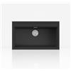 EVHOC Lavello Cucina Sopratop, 86x51 cm, 1 Vasca, Nero, DESIDERATA L | Lavandino in Kuarzite Vasca Unica, Piletta e Accessori Per il Montaggio Inclusi, Fascia Miscelatore Preforata, Made in Italy