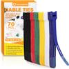 Summerbrite 70 Pezzi di Fascette da 15 cm, 6 Colori | Etichetta Scritta a Mano, Fascette Riutilizzabili, Fascette a Strappo per Organizzare Cavi, Utensili e Cavi Dati