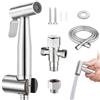 Raisand Doccino per bidet con convertitore 1/2 a 3/8 e flessibile 1,5m, Doccetta per bidet, Idroscopino per wc - Bidet portatile in acciaio inox, doccetta per lavandino, miscelatore doccia