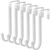 MEMOFYND 6 ganci bianchi rivestiti in plastica (125 mm x 45 mm), ganci per porta, ganci in metallo, appendiabiti, ganci in acciaio inox, ganci per porta con superficie in gomma morbida per evitare graffi.