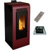 Generico Stufa a Pellet Ventilata Canalizzata Giulia 10 Bordeaux 10,26 KW 4 Stelle 100 m2 riscaldabili (Stufa Canalizzata + Modulo Wifi + Telecomando)