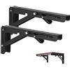 Vebetter 250mm Staffa Pieghevole, 2Pcs Mensola Pieghevole, Staffe Mensole Pesanti, Supporto Da Parete In Metallo Nero, Per Garage, Cucina, Camera Da Letto, Supporto Tavolo Staffe Carico Massimo 60KG.