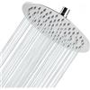 Eolax Soffione doccia a pioggia da 20cm, in acciaio inossidabile 304, flusso d'acqua ad alta pressione, ugelli in silicone autopulenti, facile montaggio a parete/soffitto, finitura cromata