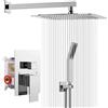 Rainsworth Rainworth Set Doccia Incasso Cromo, Sistema Completo con Miscelatore, Kit con Soffione a Pioggia 25×25 cm, Miscelatore da Incasso Corpo in Ottone