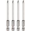 QUARKZMAN 4Pz #1 Punte Cacciavite Phillips PH1 1/4 Gambo Esagonale 3 (75mm) Lungo 4mm Asta Punta Trapano a Croce Magnetiche acciaio S2 Inserti per Avvitatore Industriale, Grigio