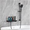 Auralum Rubinetto Vasca da Bagno con 70 cm Saliscendi Doccia Acciaio Inox, Miscelatore Vasca da Bagno con Soffione 6 Geti, Miscelatore Doccia può Essere Usata Come Mensola Doccia senza Foratura, Nero