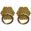 Tiazza - 2 anelli in ottone anticato con maniglia per armadietti da cucina, cassetti e mobili vintage in stile retrò (Oro)