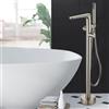 XDSMB Miscelatore Vasca da Bagno da Terra Spazzolato Monoforo Dual Mode Rubinetto per Vasca Free Standing con Doccetta,Spazzolato