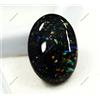 Opale di Fuoco Australiano Naturale 16 Ct Ovale Doppio Lucido Nero Gemma Cert...