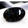 Opale di Fuoco Australiano Naturale 20 Ct Ovale Doppio Lucido Nero Gemma Cert...
