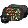Fluffy's World Parasole auto bambini - UPF50+ anti-UV - DEKRA testato - omologato KBA (autorita federale tedesca) - elettrostatico senza ventose - GSM105+ 44x36 cm - ABC - tendine parasole auto bambini
