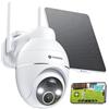 YESKANO Telecamera di sorveglianza 2K per esterni, a batteria solare, senza fili, 2,4 GHz, WLAN per esterni, telecamera PTZ a 360°, visione notturna a colori, rilevamento PIR, audio bidirezionale IP66