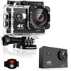 BSLVWG Action Camera 4K 20MP WiFi 30M Impermeabile Sport Camera Subacquea per Vlog con Ultra HD 170°Grandangolare 2.4G Telecomando Anti-Shake Schermo LCD 2.0'' con Kit Accessori (nero)
