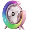 Buhdjfnke Ventilatore Portatile USB Ricaricabile Ventilatore LED 7 Colori Ventilatore Elettrico 180° Ventilatori da Regolabili 3 Velocità Mini Ventilatore da Tavolo Rosa