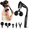 LIFEJXWEN Pistola Massaggiatrice Doppia Testa con Manico U Allungato, 12 Velocità, Massaggiatore Elettrico 36dB Silenzioso con 5 Testine, LCD e Type-C per Schiena, Collo, Gambe, Fascia