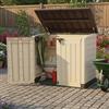 Dmora Armadio da Esterno Polinago 82x145.5x125h cm Beige Portattrezzi Impermeabile Apertura Battente, Mobile da Giardino 2 Ante