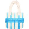 Ancient Wisdom Borsa in cotone naturale con design "Tie Dye" (220 g) - 38x42x12 cm - Rettangoli azzurri - Manico naturale
