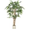 HOMCOM Pianta Artificiale da Interno, Albero di Banyan Artificiale cm, Vaso e Tronco in Plastica Solida, Pianta Finta
