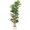 HOMCOM Pianta artificiale da interno cm Fogger, albero artificiale Lyre, 71 foglie, vaso in plastica e tronco in polimero.