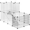 PawHut Recinto per conigli da interno PawHut, 2 livelli, design modulare con filo d'acciaio aperto e visibile, gabbia modulare, recinzione per piccoli animali, conigli, cincillà, gatti, 27 pezzi, 140x70x90