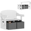 AIYAPLAY Scatola porta giocattoli per bambini 3 in 1, set tavolo e sedie con 2 contenitori in tessuto rimovibili, Bianco